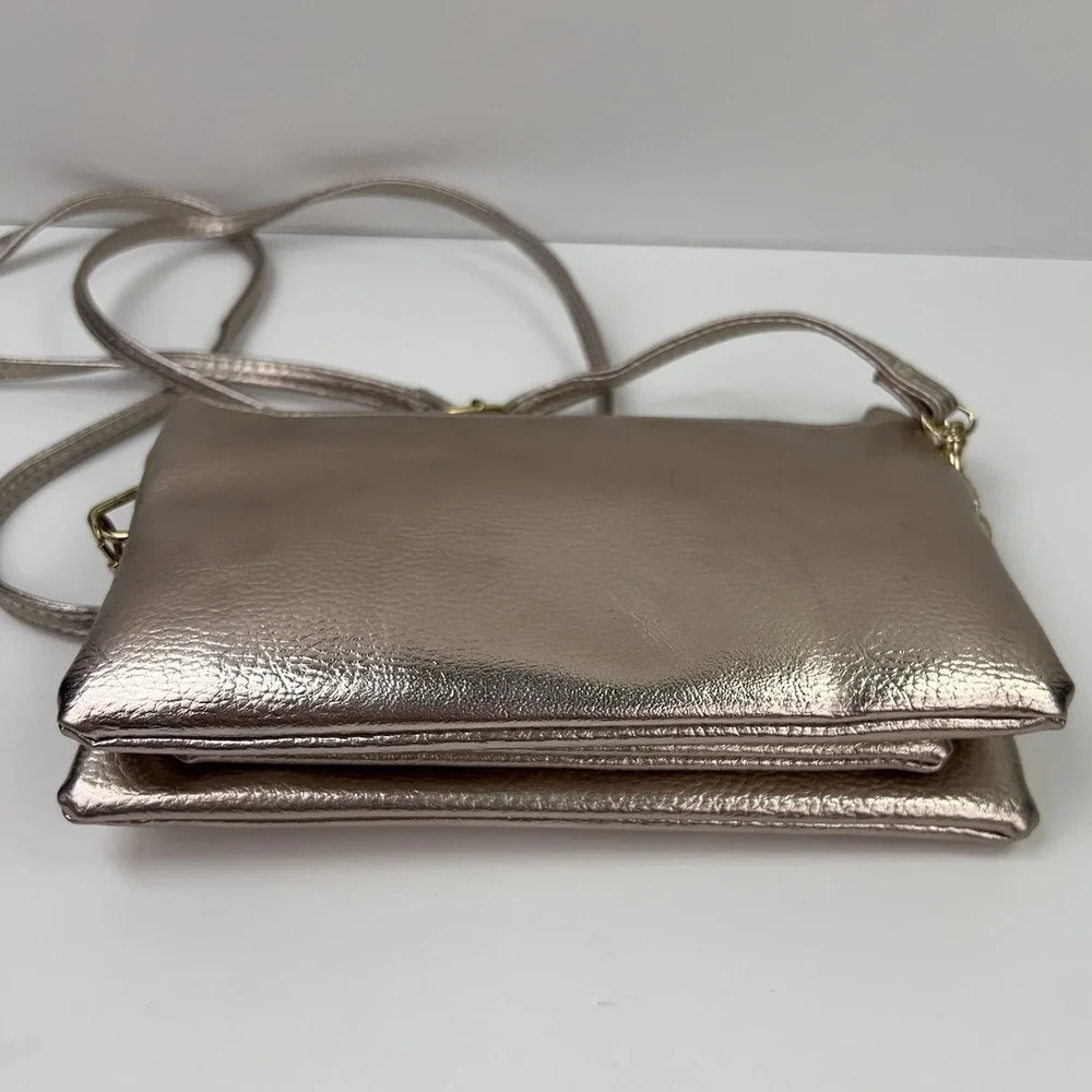 Stone Mountain Crossbody Wallet Bag Faux Leather Purse With Coin Purse Rose Gold